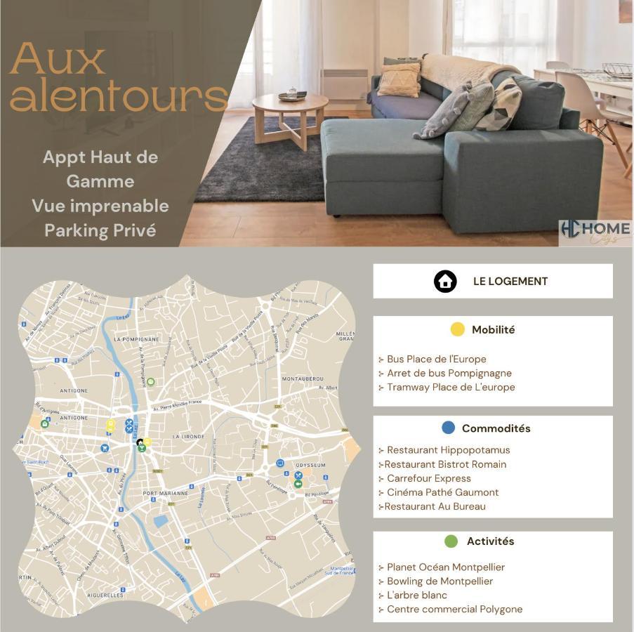 Appartement Cosy , Vue Imprenable, Parking Prive Montpellier Eksteriør bilde
